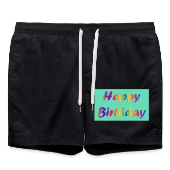 ALLES GUTE ZUM GEBURTSTAG!. ALLES GUTE ZUM GEBURTSTAG!. JAHRESTAG. - Badeshorts - Schwarz - Vorne - AI Model Male 185 light (185cm)