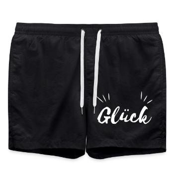 GLÜCK mit Strahlen white > Vectorgraphic - Badeshorts - Schwarz - Vorne - AI Model Male 185 light (185cm)