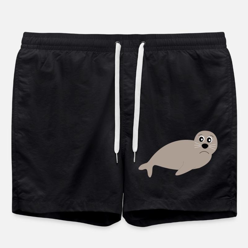 Seehund Seehunde Robbe Robben Tiere - Badeshorts - Schwarz
