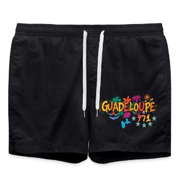 Landkarte von Guadeloupe 971 - Souvenir-Geschenkidee - Badeshorts - Schwarz - Vorne - AI Model Male 185 light (185cm)
