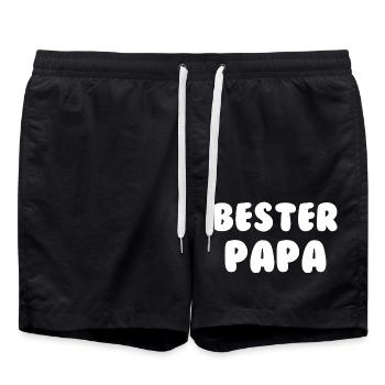 Bester Papa Weiß - Badeshorts - Schwarz - Vorne - AI Model Male 185 light (185cm)