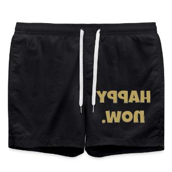 happy now spiegelverkehrt - Badeshorts - Schwarz - Vorne - AI Model Male 185 light (185cm)