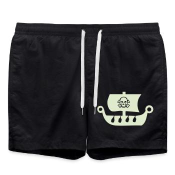 pirate ship - Swim Trunks - black - Front - AI Model Male 185 light (185cm)