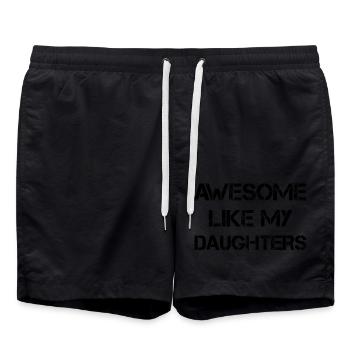 GÉNIAL COMME MES FILLES - Cadeau Père Mère - Short de bain - noir - Devant - AI Model Male 185 light (185cm)