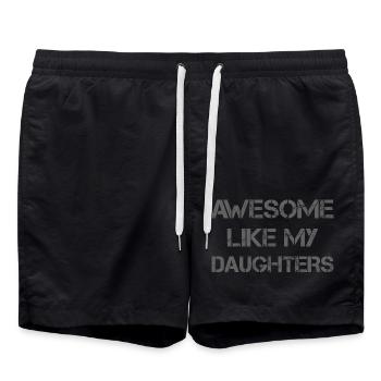 GÉNIAL COMME MES FILLES - Cadeau Père Mère - Short de bain - noir - Devant - AI Model Male 185 light (185cm)