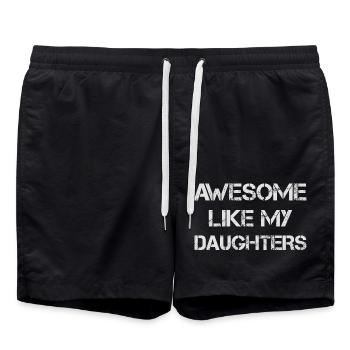 GÉNIAL COMME MES FILLES - Cadeau Père Mère - Short de bain - noir - Devant - AI Model Male 185 light (185cm)