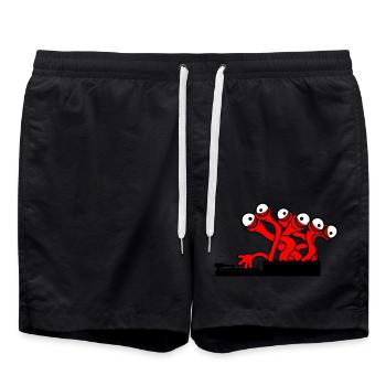 3 DJ Party Eyes Monster Alien Alien Horror - Swim Trunks - black - Front - AI Model Male 185 light (185cm)