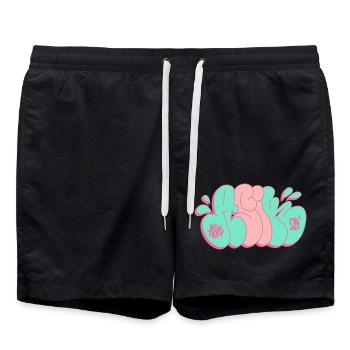 Throwing graffiti Asik streetart - Swim Trunks - black - Front - AI Model Male 185 light (185cm)