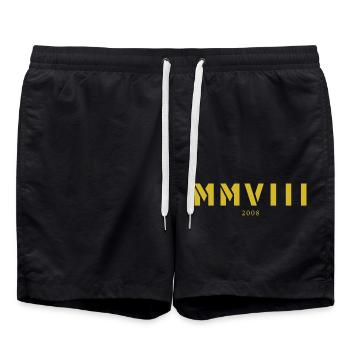 Roman numeral year of birth Made in 2008 - Swim Trunks - black - Front - AI Model Male 185 light (185cm)