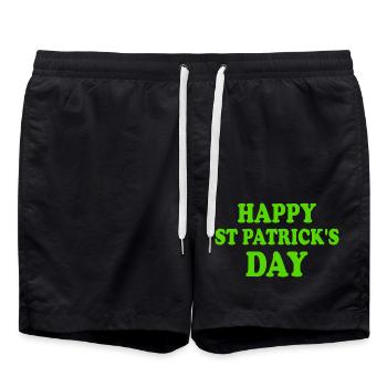 happy st patricks day - Swim Trunks - black - Front - AI Model Male 185 light (185cm)
