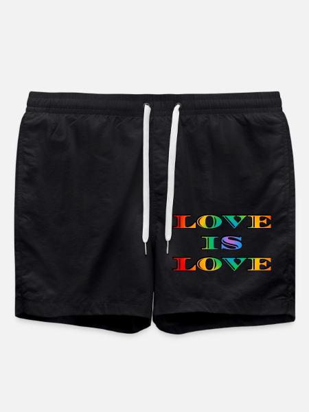 Rainbow Love is Love - Swim Trunks - black