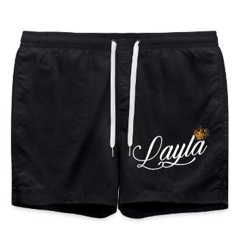 Layla Name für Frauen Kinder Kleinkinder - Layla Custom - Badeshorts - Schwarz - Vorne - AI Model Male 185 light (185cm)