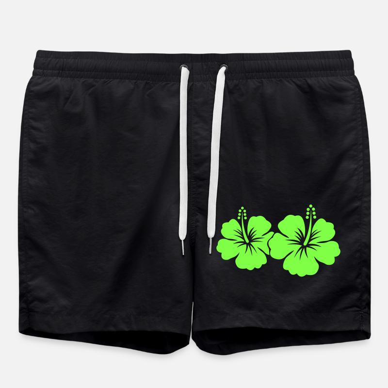 Hibiscus Flower - Swim Trunks - black