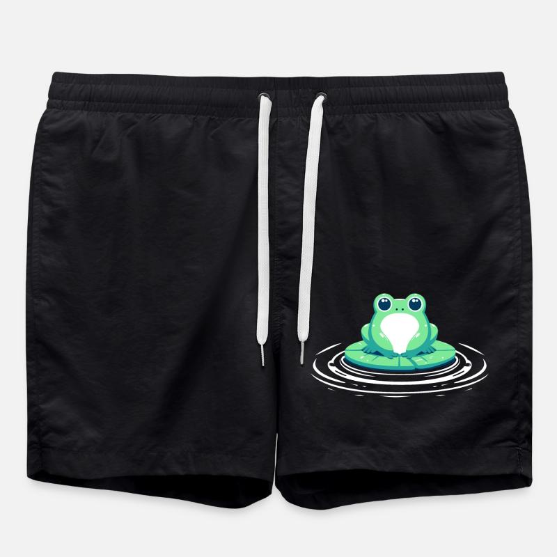 Frog on lily pad - Swim Trunks - black