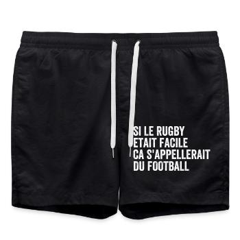 Wenn Rugby einfach wäre, würde man es Fußball nennen - Badeshorts - Schwarz - Vorne - AI Model Male 185 light (185cm)