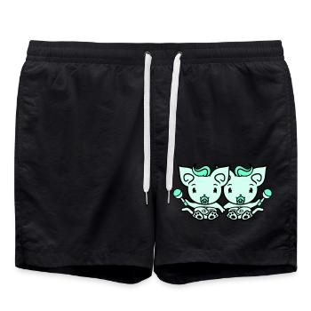 2 Schnuller Katzen Zwei Baby Geschwister Zwillinge - Badeshorts - Schwarz - Vorne - AI Model Male 185 light (185cm)