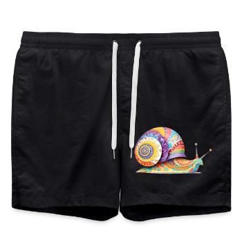Schnecke Verspielt Entzückend Spaß Tier Bunt Niedlich - Badeshorts - Schwarz - Vorne - AI Model Male 185 light (185cm)