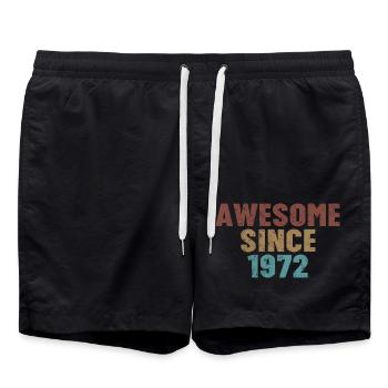Genial seit 1972 - 52. Geburtstag - Badeshorts - Schwarz - Vorne - AI Model Male 185 light (185cm)