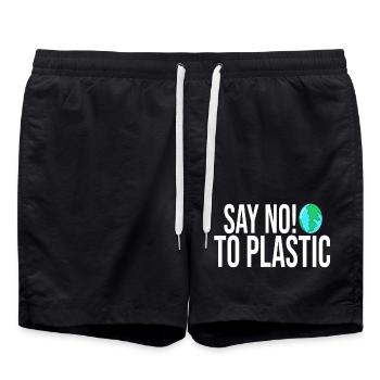 SAY NO TO PLASTIC - Swim Trunks - black - Front - AI Model Male 185 light (185cm)