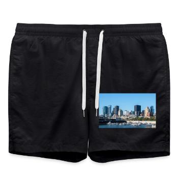 Vue panoramique sur les toits de Montréal depuis le port - Short de bain - noir - Devant - AI Model Male 185 light (185cm)