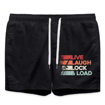 "Live Laugh Lock And Load" – Girls mit Stil - Badeshorts - Schwarz - Vorne - AI Model Male 185 light (185cm)