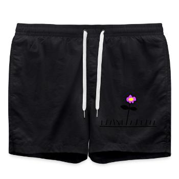 Pink Meadow Flower Spring Summer Grass Flower - Swim Trunks - black - Front - AI Model Male 185 light (185cm)