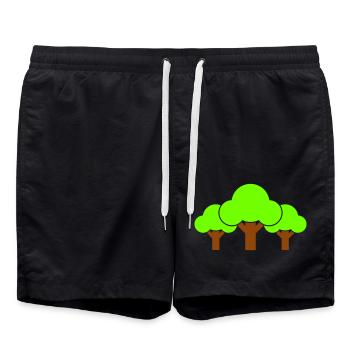 3 arbres forêt forêt trois arbres plantes symbole - Short de bain - noir - Devant - AI Model Male 185 light (185cm)