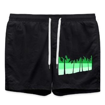 palmiers île arbres plage vacances mer - Short de bain - noir - Devant - AI Model Male 185 light (185cm)