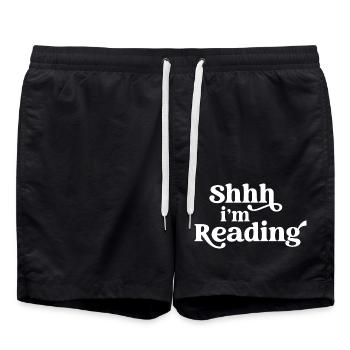 Chut... Je lis Bookworm Books Lover Fun - Short de bain - noir - Devant - AI Model Male 185 light (185cm)