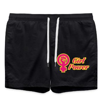 Girl Power - Badeshorts - Schwarz - Vorne - AI Model Male 185 light (185cm)