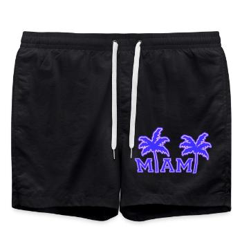 Miami Beach USA Palme Strand Sonne Amerika Reise - Badeshorts - Schwarz - Vorne - AI Model Male 185 light (185cm)