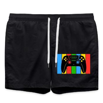 Vintage Retro Gaming Controller - Swim Trunks - black - Front - AI Model Male 185 light (185cm)