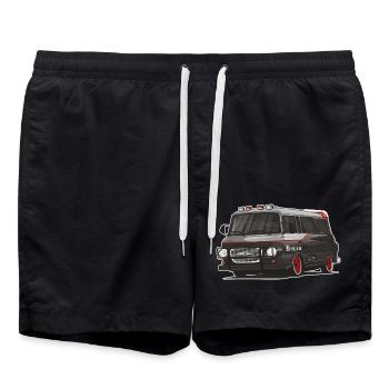 Barkas B1000 // Illustration - Badeshorts - Schwarz - Vorne - AI Model Male 185 light (185cm)