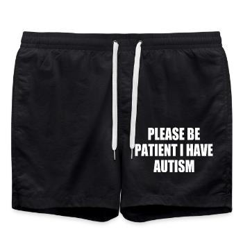 please be patient i have autism - Badeshorts - Schwarz - Vorne - AI Model Male 185 light (185cm)