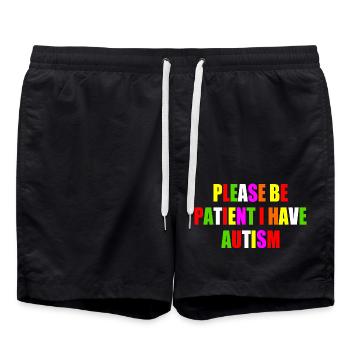 please be patient i have autism - Badeshorts - Schwarz - Vorne - AI Model Male 185 light (185cm)