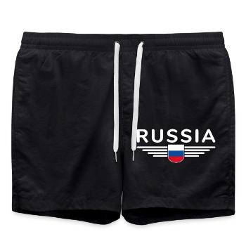 T-shirt Russie – Fierté et tradition - Short de bain - noir - Devant - AI Model Male 185 light (185cm)