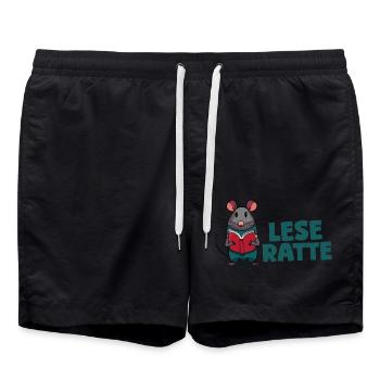 Leseratte - Badeshorts - Schwarz - Vorne - AI Model Male 185 light (185cm)