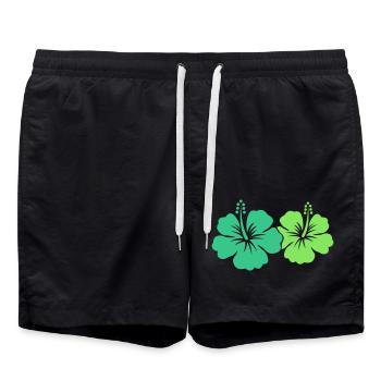 Hibiskus Blume - Badeshorts - Schwarz - Vorne - AI Model Male 185 light (185cm)