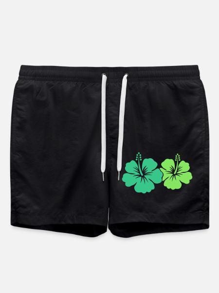 Hibiscus Flower - Swim Trunks - black