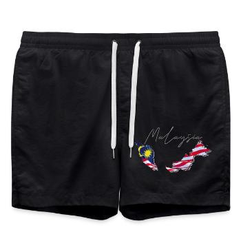 Malaysia flag in the Malaysia map EN - Swim Trunks - black - Front - AI Model Male 185 light (185cm)