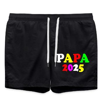 Papa 2025 - Badeshorts - Schwarz - Vorne - AI Model Male 185 light (185cm)