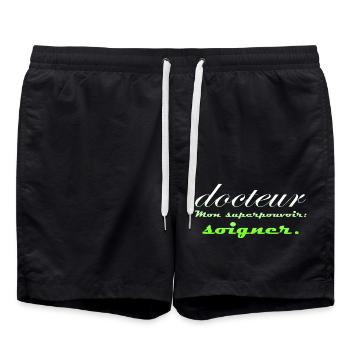 Doctor, doctor, nurse, health and white coat - Swim Trunks - black - Front - AI Model Male 185 light (185cm)
