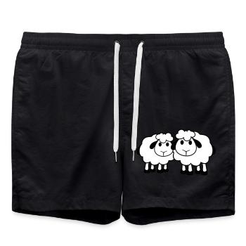 Two Sheep Friends Team Crew Cute Little Baby Dear - Swim Trunks - black - Front - AI Model Male 185 light (185cm)