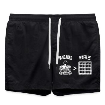 Pfannkuchen über Waffeln - Badeshorts - Schwarz - Vorne - AI Model Male 185 light (185cm)