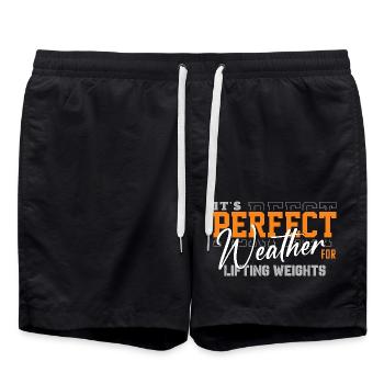 It's Perfect Weather For Lifting Weights Fitness - Swim Trunks - black - Front - AI Model Male 185 light (185cm)