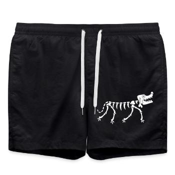 Dog Skeleton Bone Halloween Horror Cartoon Cool - Swim Trunks - black - Front - AI Model Male 185 light (185cm)