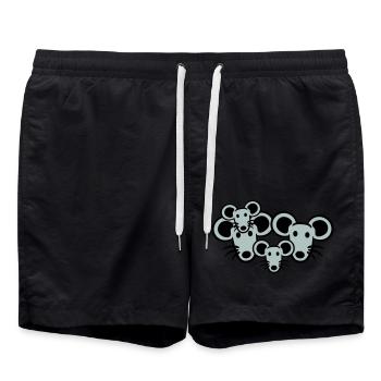 4 souris famille deux enfants maman papa parents mignon - Short de bain - noir - Devant - AI Model Male 185 light (185cm)