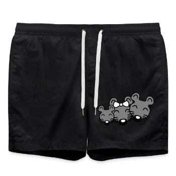 3 Mäuse Familie Kind Mama Papa Eltern Reihe Süß - Badeshorts - Schwarz - Vorne - AI Model Male 185 light (185cm)
