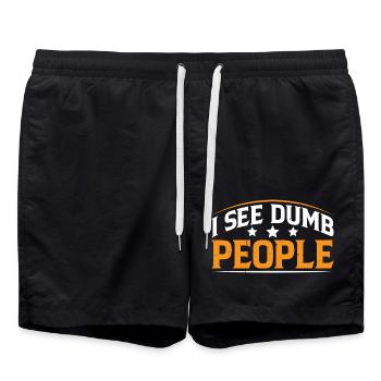 I See Dumb People 21 - Badeshorts - Schwarz - Vorne - AI Model Male 185 light (185cm)