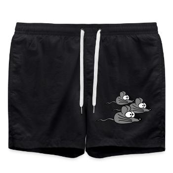 3 Mice Family Child Mom Dad Parents Three Friends - Swim Trunks - black - Front - AI Model Male 185 light (185cm)